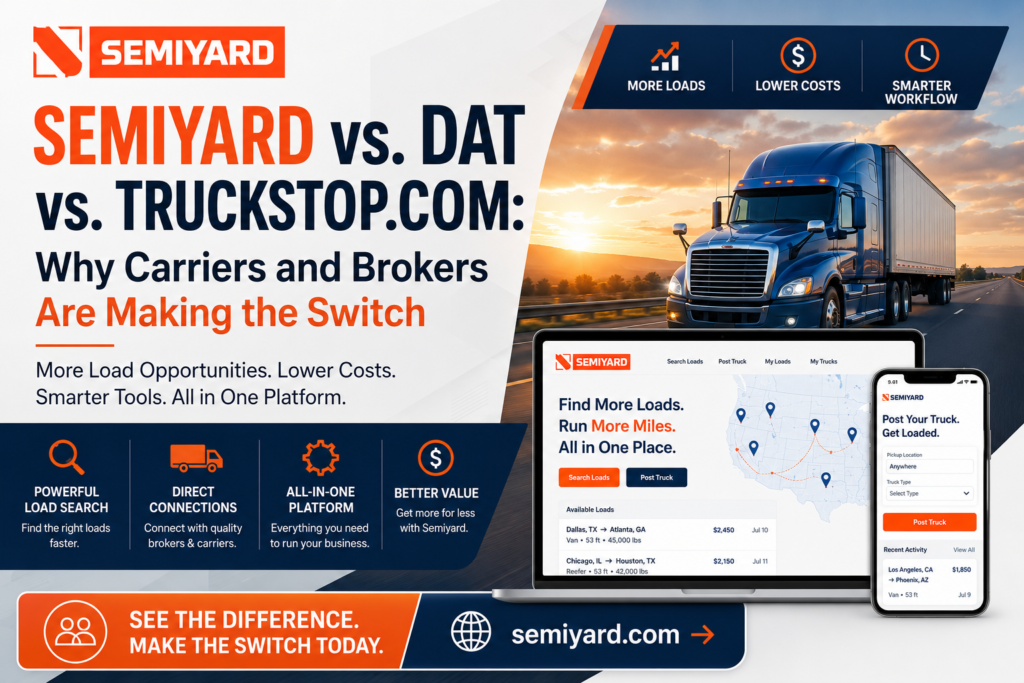 Semiyard vs. DAT vs. Truckstop.com