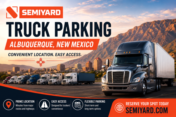 Truck parking in Albuquerque skyline